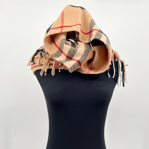BURBERRY Rare Snood / Infinity style cashmere Scarf wool cashmere tartan plaid - Picture 4 of 8